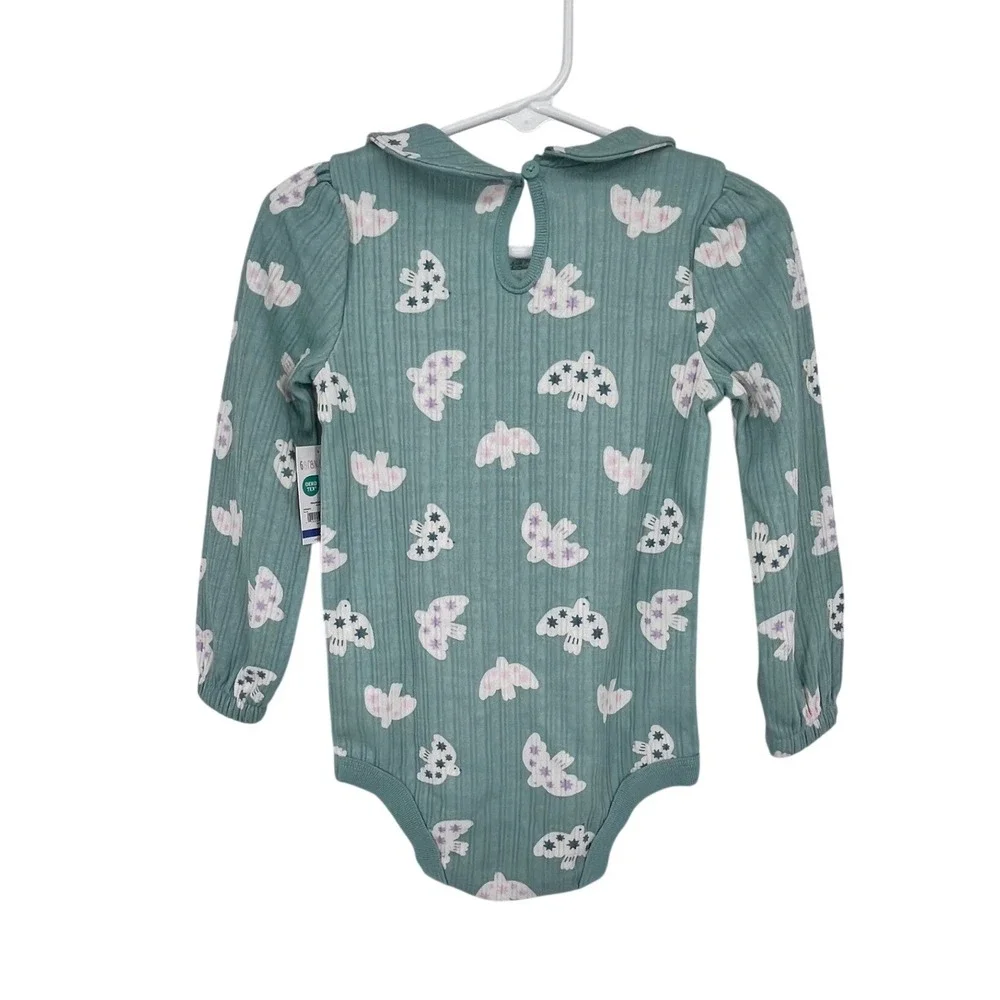 Garanimals Top Bodysuit Set Girls 2T 24M Grey Green Unicorn Bird Ribbed NEW